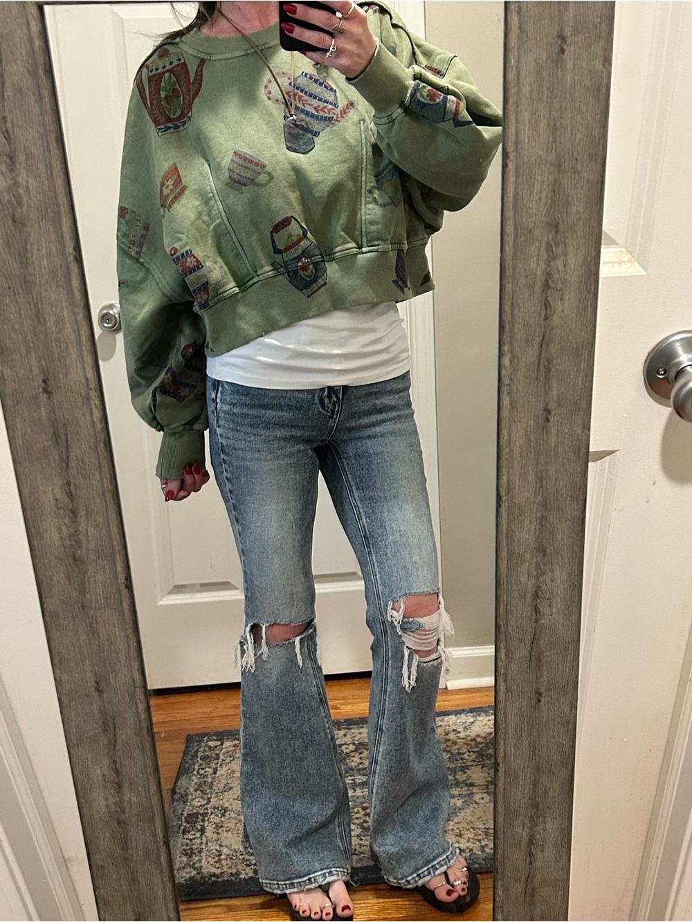 NWT Free People Gaia Sweatshirt in Tea Combo Teapots and Cup - Picture 13 of 14